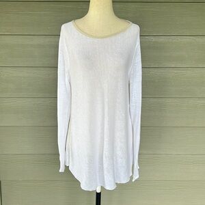 Lafayette 148 Linen Blend Sequin Trim Sweater